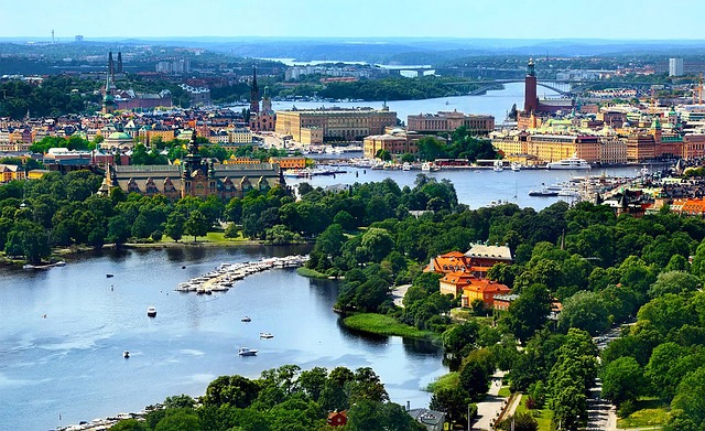 Aerial view of Gamla stan in Stockholm on a summer day, the city Swedish expats want on their screen